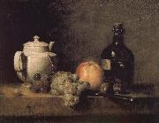 Teapot white grape apple bottle knife and Paris Jean Baptiste Simeon Chardin